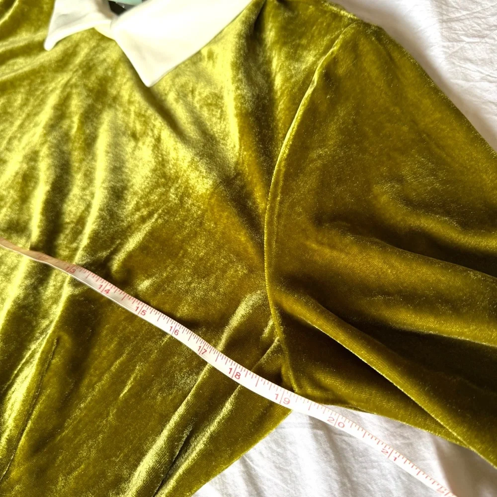 Tailor & Twirl NWT Velvet Dress Green Mod Retro 60s Revival Quirky Sz XL - Picture 11 of 12